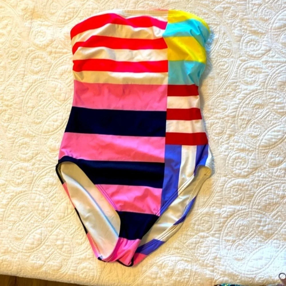 Kate Spade strapless striped one- piece swimsuit - Picture 2 of 6